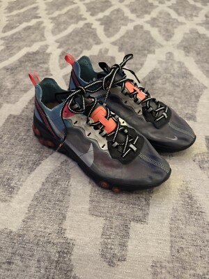 NIKE REACT ELEMENT 87 BLUE CHILL SOLAR RED MENS AQ1090 006 QS 2019 BLACK GREY