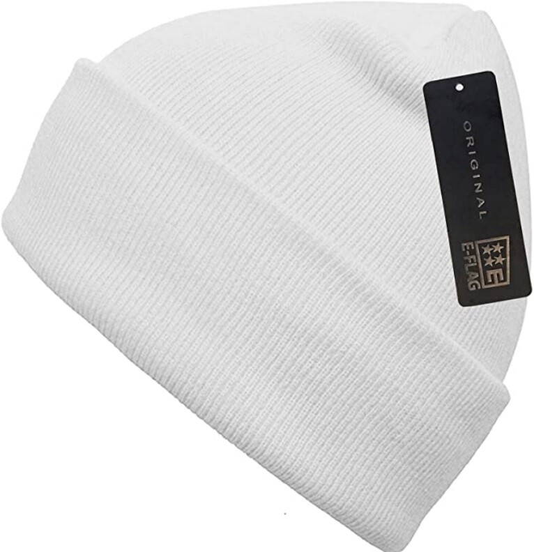 White Cuffed Skull Knit Beanie for Men & Women