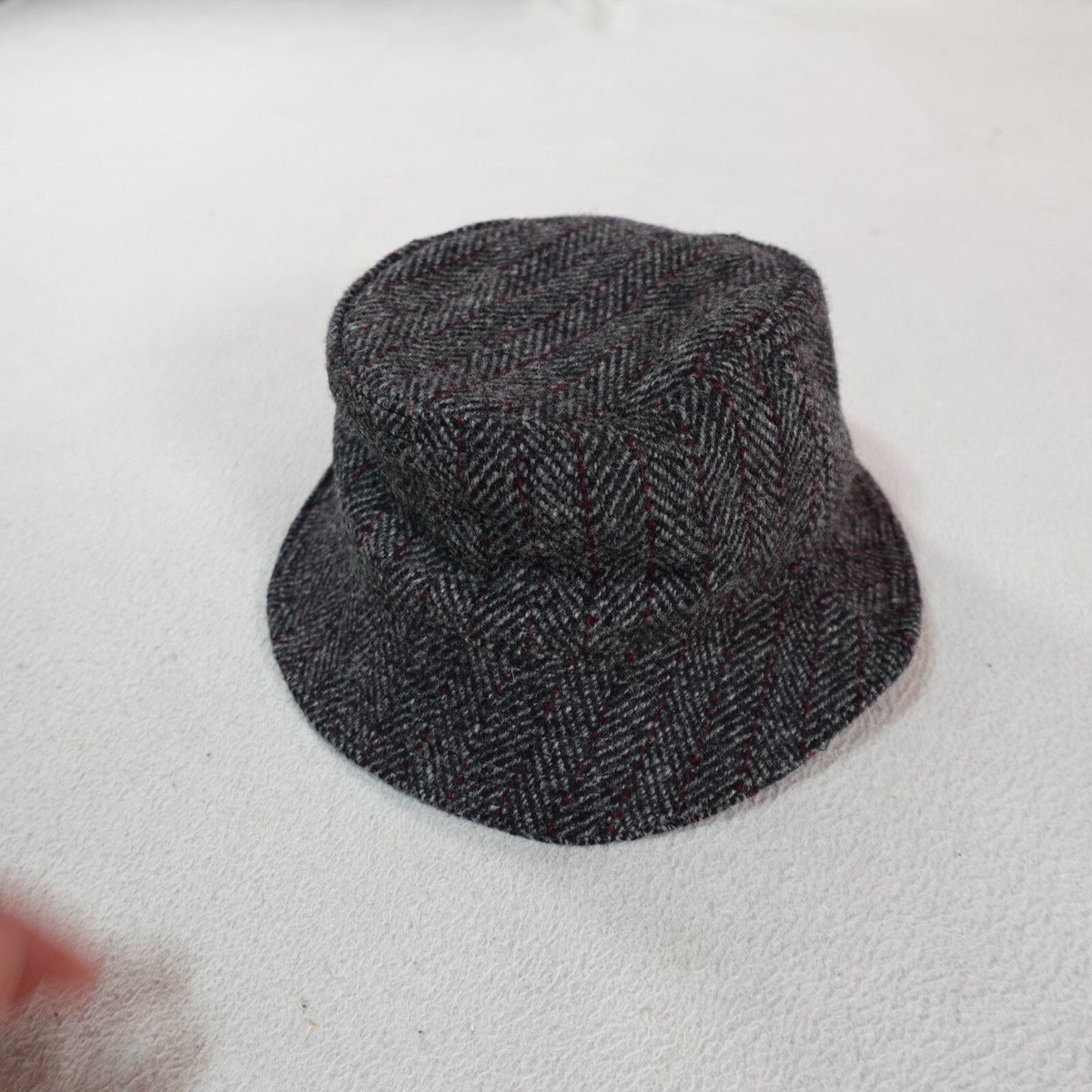 Vintage Woolrich Tweed Bucket Hat Medium Gray Herringbone Outdoor