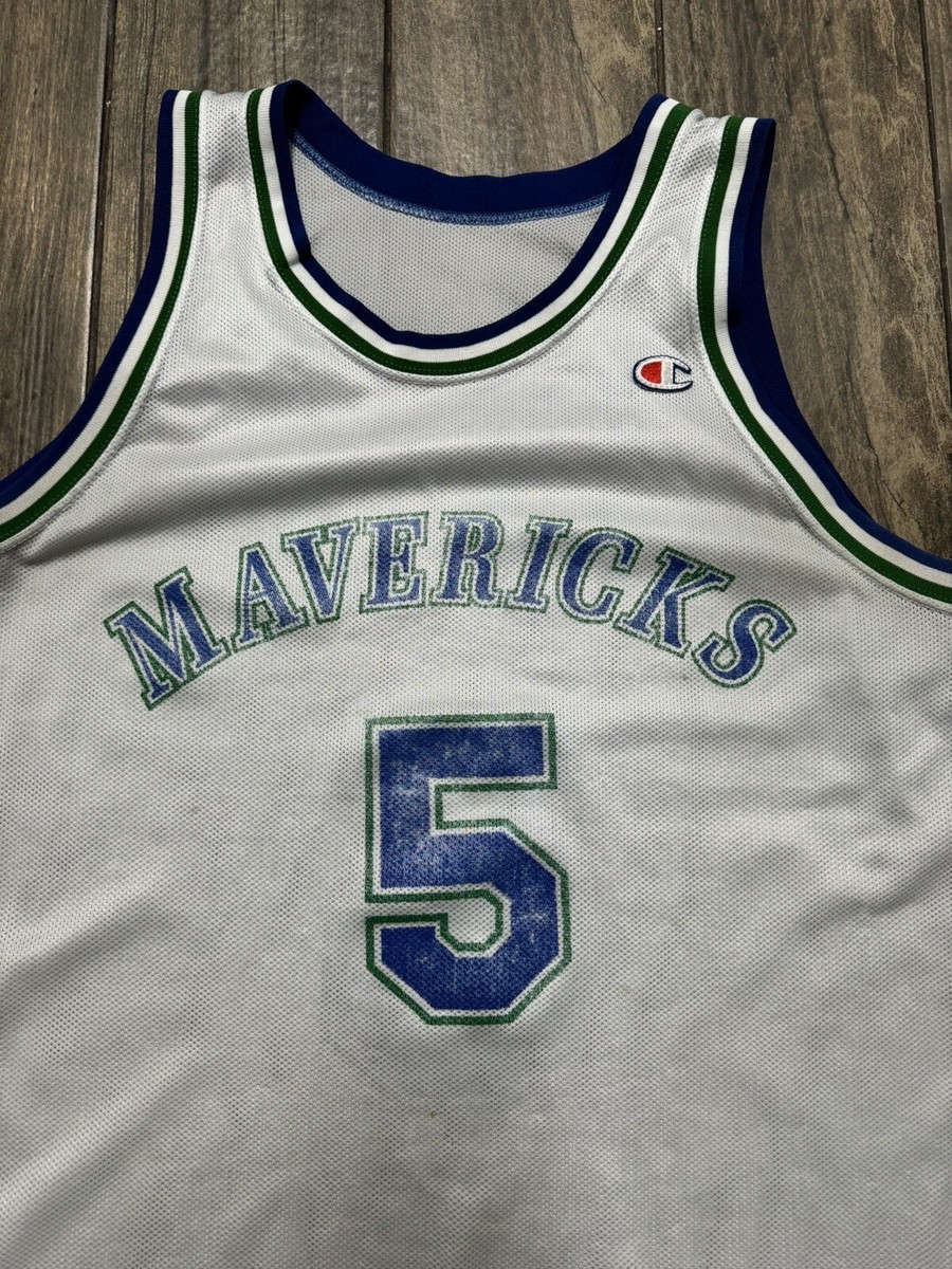 VTG Men's Champion Dallas Mavericks #5 Jason Kidd Sz 44 White