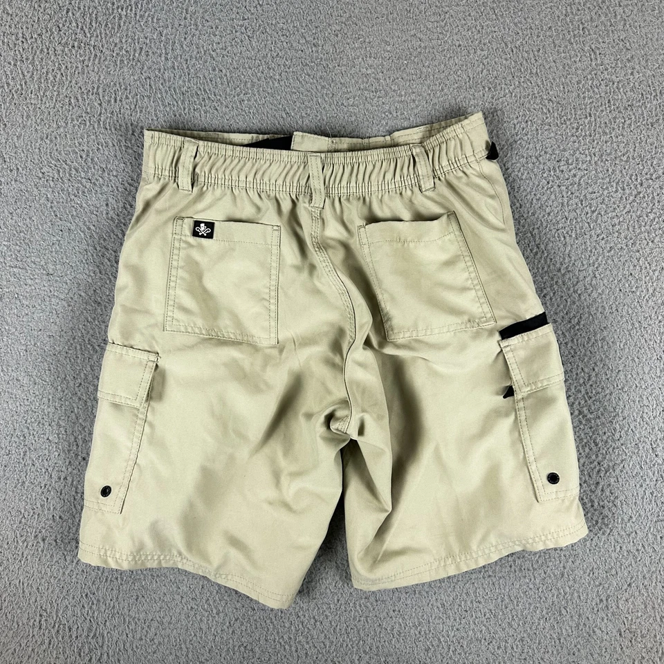 Pantalones Cortos Salt Life Para Hombre Pequeños Beige Poliéster Tiro Alto Elastizados Pierna Recta Carga Foto 2 de 4