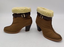 VTG 80's Golo Women's Ankle Boots Booties sz 5.5 M Brown Shearling Sherpa Lining