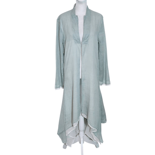 Cardigan long kimono coton vert clair Nitya avec fermeture à bouton unique taille 42