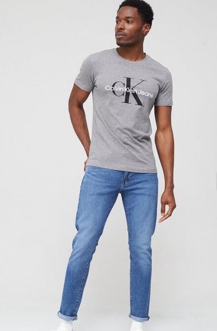 Calvin Klein Jeans Monogram Logo T-Shirt Grey UK L RRP £45 LN044 EE 05 image 3