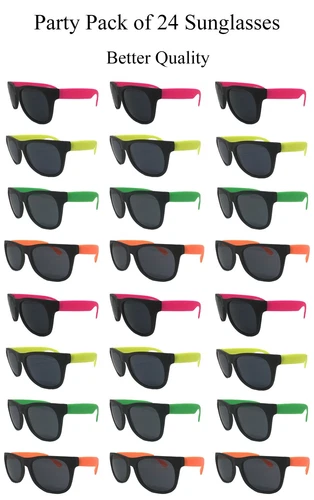 Neon Sunglasses Bulk Pack Of 24 Party Favors For Kids-Adults-Men-Women