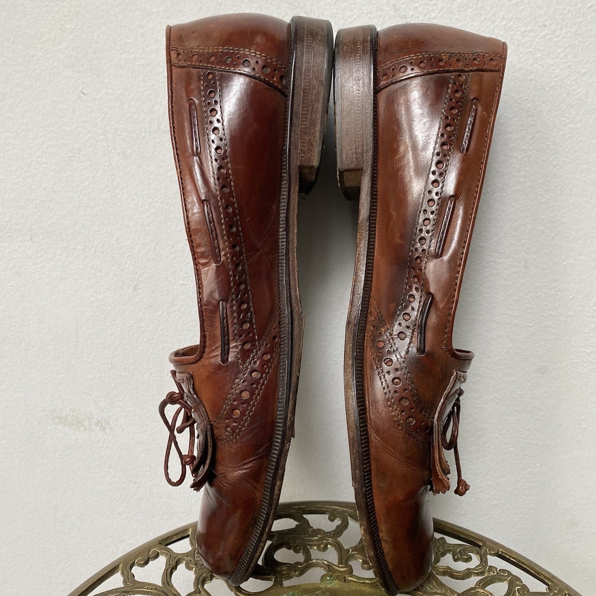 Cable‎ & Co Tassel Brown Loafers Men\'s SZ 9 Made in Italy Leather Fringe Preppy Cable & Co Mens Fringe Tassel Leather Moccasin Dress Shoes  main image 2