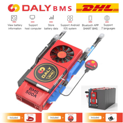 Daly 12V 24V 48V 200A-500A Li-ion LiFePO4 Akku Smart (Fan) BMS Balance+Bluetooth