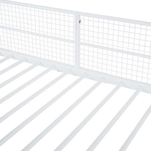 Twin Over Full Metal Bunk Bed with 5-Tier Shelves, White - Picture 11 of 12