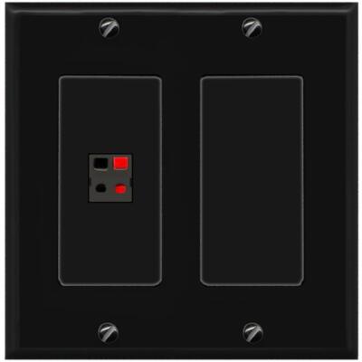 RiteAV 1 Port Speaker Wire Plug Jack Wall Plate - 2 Gang [Black/Black]
