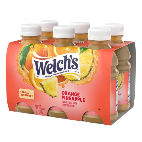 (4 pack) Welch's Orange Pineapple Juice Drink, 10 fl oz On-the-Go Bottle, US - Picture 5 of 8