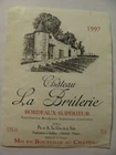 Label - Château LA BRULERIE - 1997 - Bordeaux - Le Grix de la Salle - (E19)