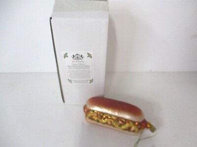 BestPysanky Hand Painted Savory Hot Dog Delight Blown Glass Christmas Ornament 