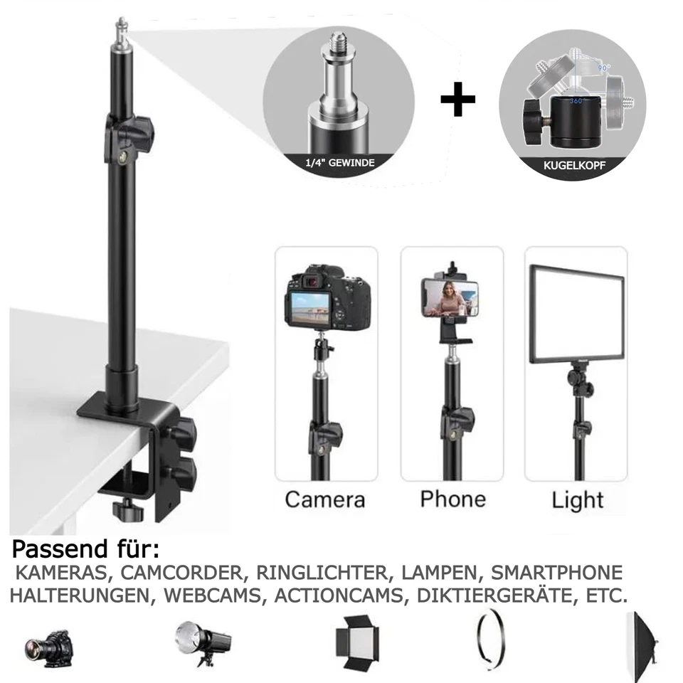 Klemm-Stativ Teleskop Halterung für Kamera Tisch Ständer DSLR Tischstativ Klemme - Bild 4 von 4