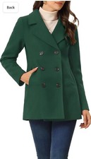 Allegra K Women's Long Sleeves Double Breasted Button Winter Outerwear M 8 -10