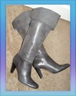 EUC Over the Knee Calvin Klein sz 9 Gray Leather Boots Pull On Cuffed Knee high — photo 1
