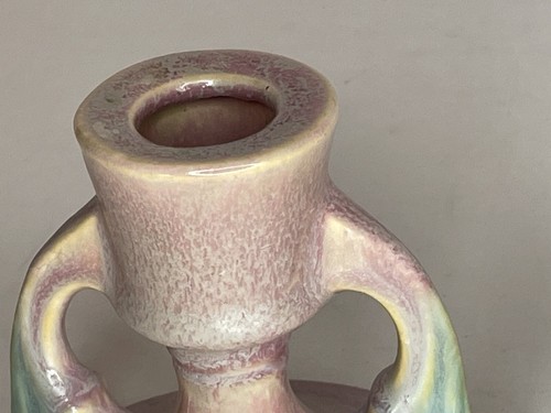 Vintage ROSEVILLE Pottery TUSCANY PINK Set Of 2 Candle Holders - Picture 3 of 24