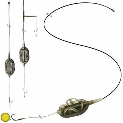 Komplette Method Feeder ROOMY FLAT Ready to Fish Karpfen Montage Leadcore Leader