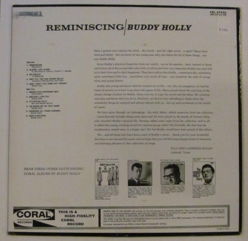 (LP Mono) (Hear) Buddy Holly - "Reminiscing" - Rockabilly / Rock & Roll (1963) - Imagen 2 de 4