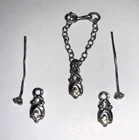 Vintage 1960's Barbie Cleinman & Sons Jewelry set Necklace w/Pendant & Earrings