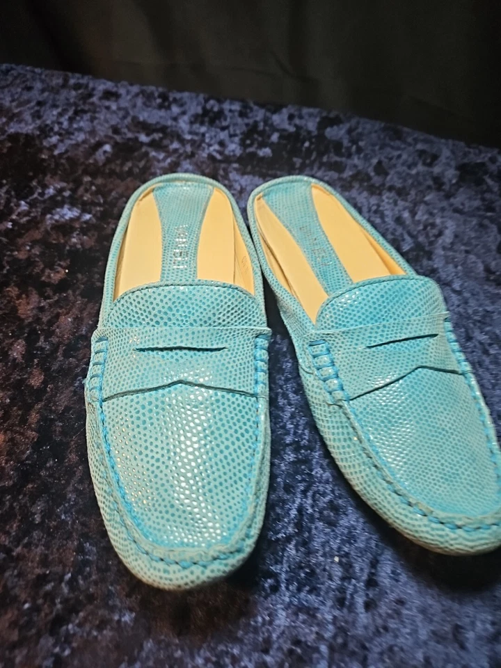 Van Eli Driving Penny Mocasines Azul Turquesa Gamuza Sin usar, en caja, Puntera Zapatos Talla 6 1/2 M @X Foto 2 de 4