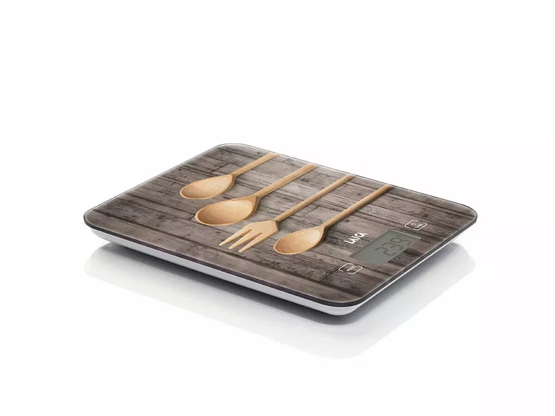 Bilancia Pesa Digitale LAICA Slide da Cucina in Vetro 10 Kg Fantasia Mestoli, fotografia 6 di 8