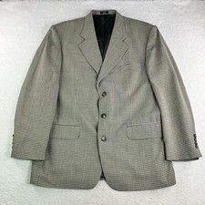 Stafford Mens Blazer Jacket Size 42R Gray Poly Worsted Wool 3 Button Sport Coat