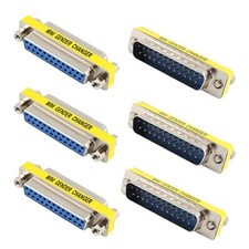 6Pcs 25Pin Male to Female Mini Gender Changer Coupler Adapter DB25 Serial Cab...