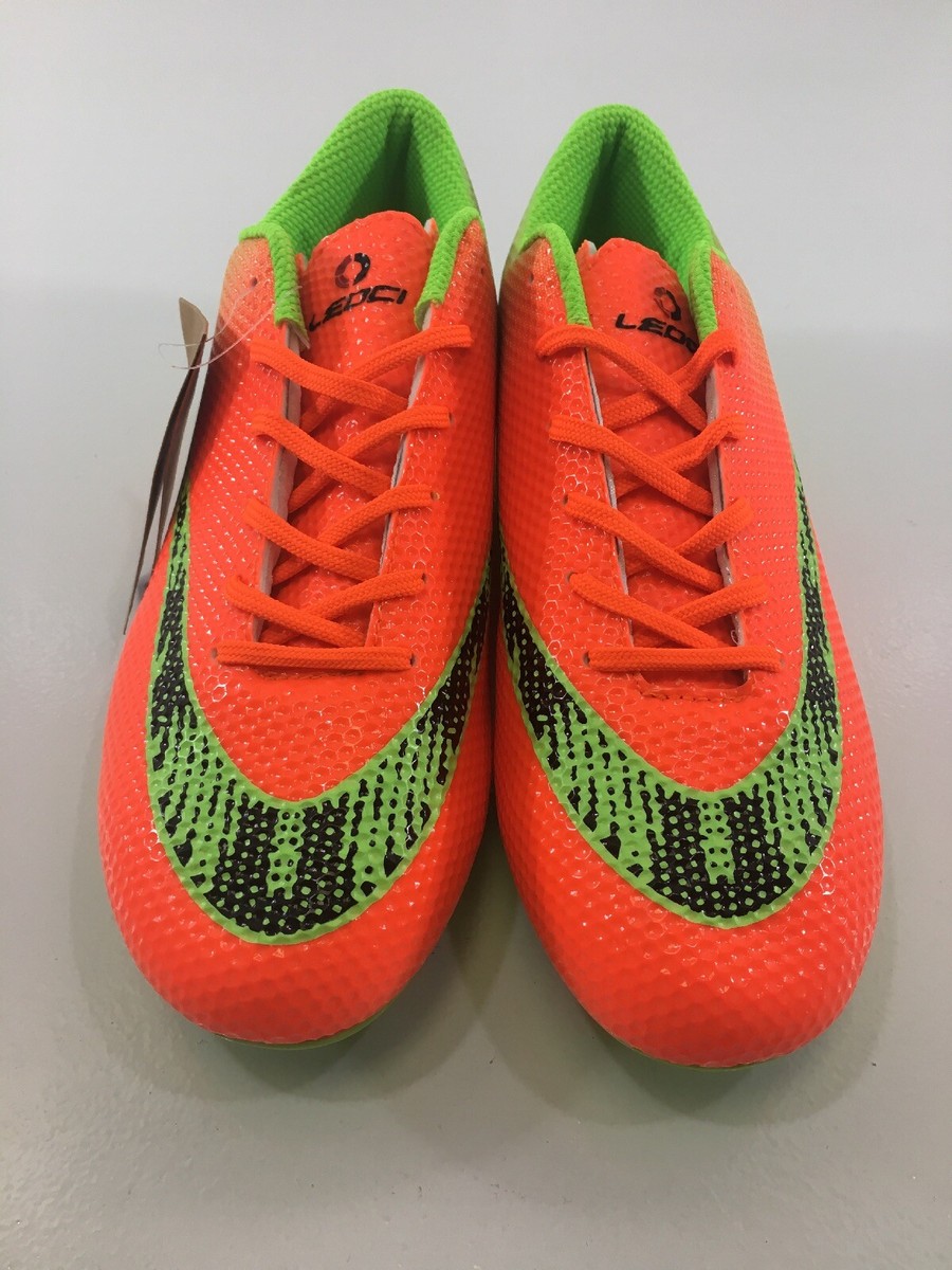 LEDCI サッカーシューズ オレンジグリーン Leoci Men's FG Lace Up Football/Soccer Cleats Neon Orange/Lime US
