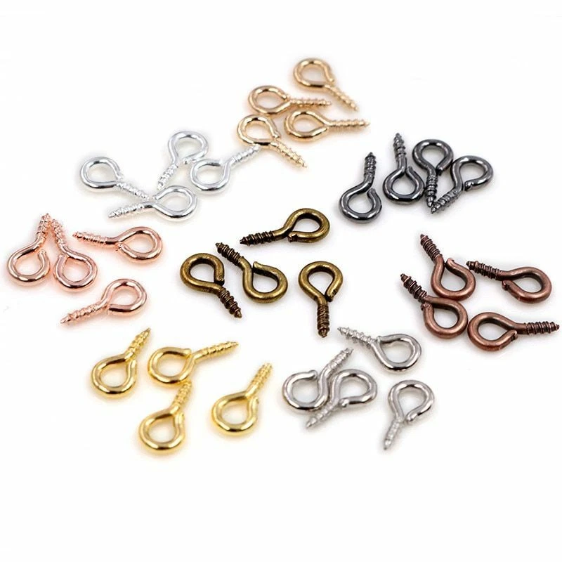 200pcs Stainless Steel Eyepins Screw Mini Eye Pins Hook Clasps Jewelry  Making F