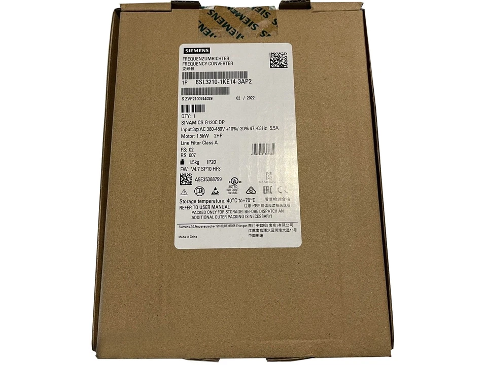 6SL3210-1KE14-3AP2 Neu Siemens G120C Frequenzumrichter 6SL3210-1KE14-3AP2 IPCS