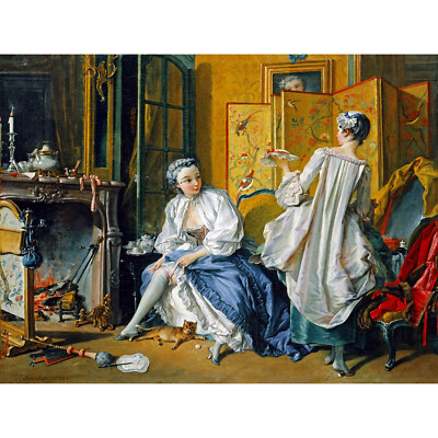 GEMÄLDE INNEN PORTRAIT STUDIE BOUCHER TOILETTE KUNSTDRUCK POSTER HP1675