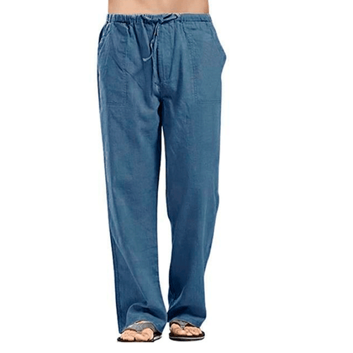 Herren Leinenhose Freizeit Lose Kordelzug Stoffhose Sommer Fitness Jogginghosen - Bild 24 von 28