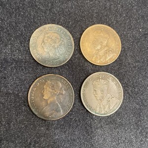 1919 1916 1888 1861 Canada Bronze 1 Cent Lot Of 4 Coins