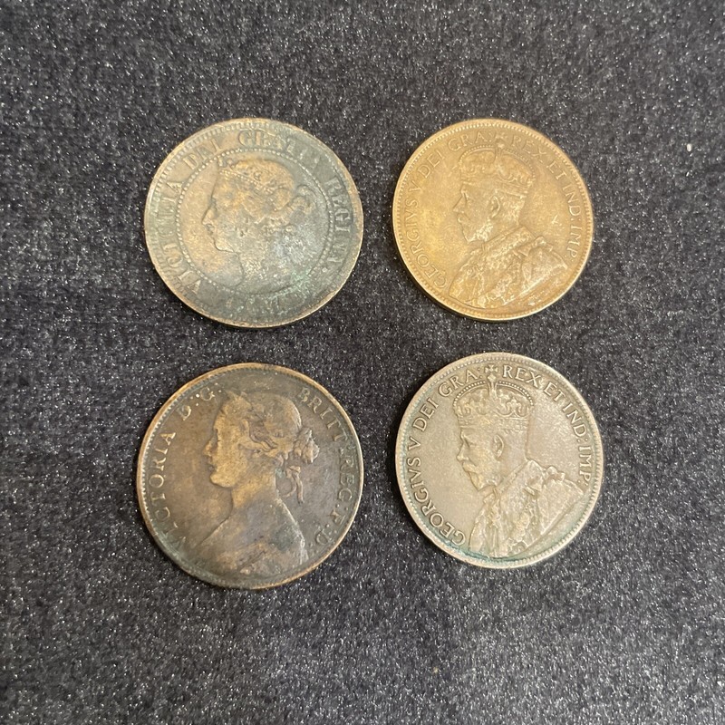 1919 1916 1888 1861 Canada Bronze 1 Cent Lot Of 4 Coins