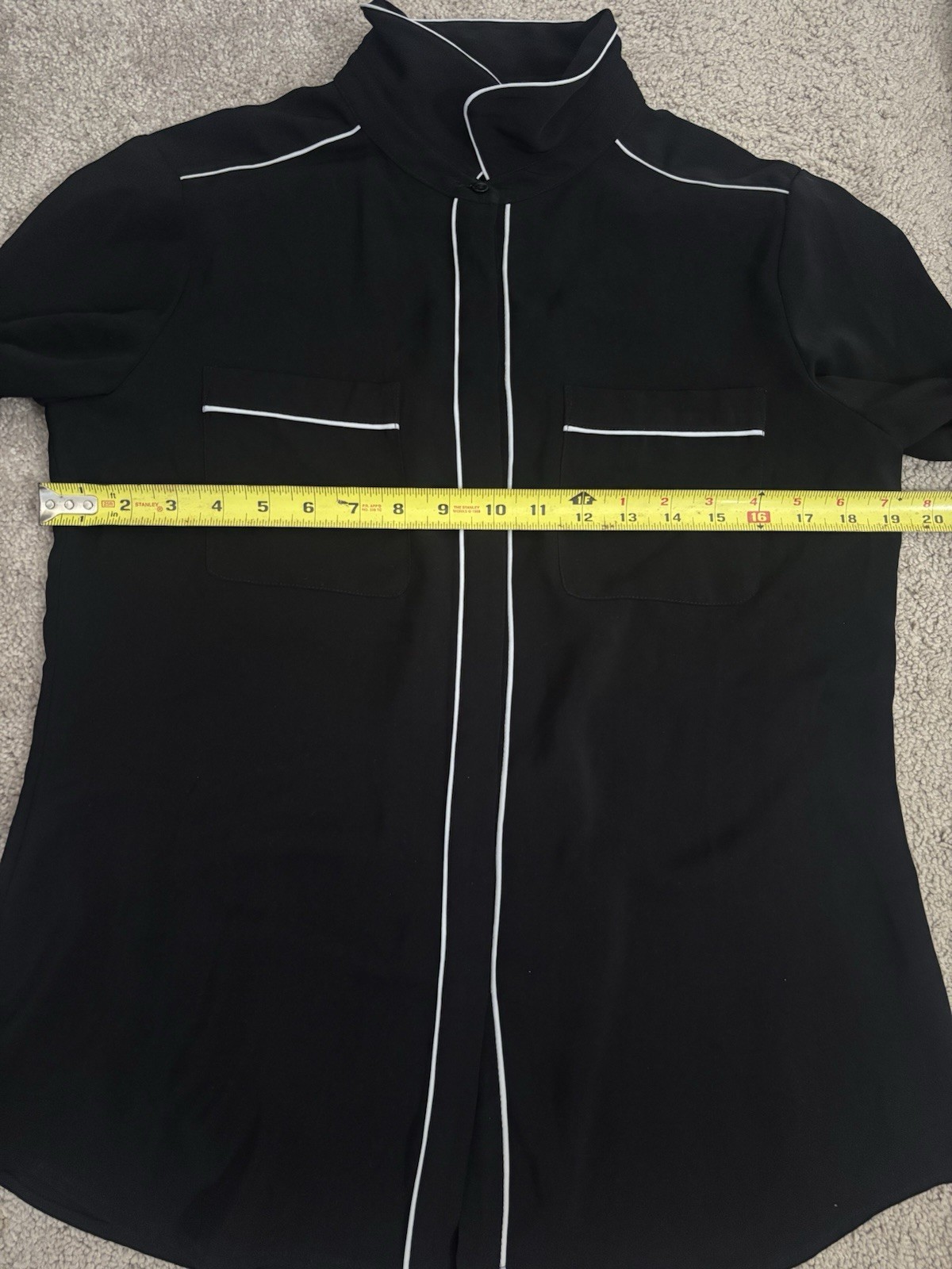 Halogen Black Button Down Blouse Size M - image 4