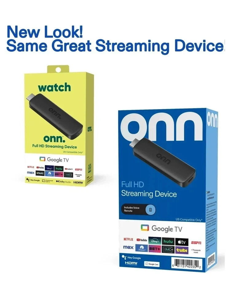 onn Full HD Streaming Device, Google TV - Fast Streaming, 8GB Storage, 1.5GB RAM
