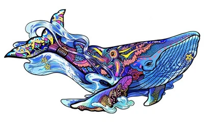 Eureka Rainbow Wooden Puzzle - BLUE WHALE - Image 1 of 4