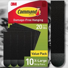 Command 20 lb X-Large Picture Hanging Strips, 10 Pairs Black Command Strips Heav