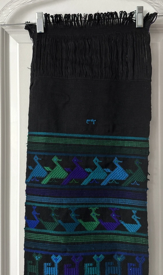 Handwoven Guatemalan Wool Table Runner 60"x12.5" in Excellent Condition - Image 4 of 4