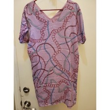 MTS Lilac Chain Print V-Neck Shift Mini Dress Made in USA D1237 Small 209