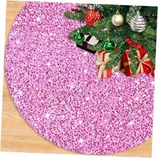 Sequin Tree Skirt Christmas with Soft Velvet Tree Skirts Merry 36 Inches Pink