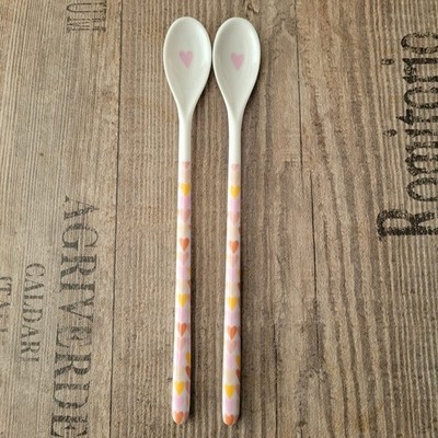 2 x Melamin Löffel long Marigold Rosa Herzen Kunnststoff Overbeck