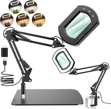 15X Rectangle Magnifying Glass with Light and Stand, Hands-Free Real Glass Light