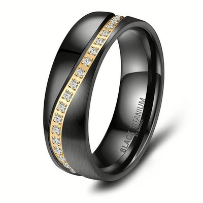 Damenring Ehering Partnerring Black Titanium Titan Gold Trauring Marrya DBT-03
