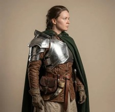 Medieval Knight Lady Armor Chest Cuirass Pauldron Steel Women LARP Armor Costume