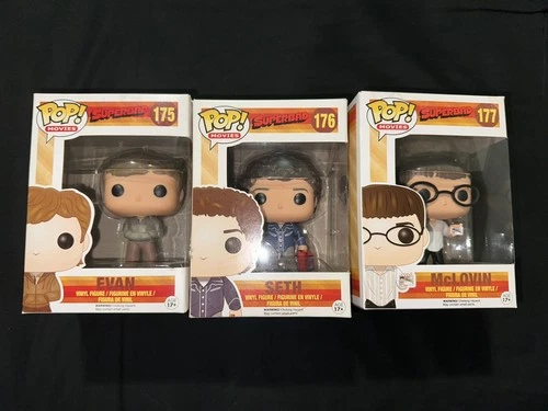 Super Bad Funko Pop Complete Set VAULTED 175 176 177 Evan Seth McLovin Pre Owned