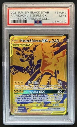 2016-19 Pokemon SM Black Star Promos Pikachu & Zekrom Tag Team #SM248 PSA 9