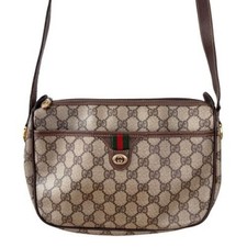 Gucci GG Sherry Line Shoulder Bag Crossbody Bag Brown PVC Leather