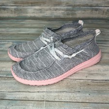 Hey Dude Wendy Halo Slip-On Shoes Womens 7 Youth 6 Pink White