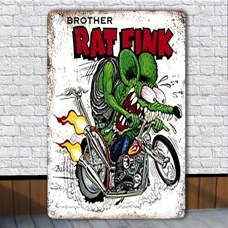 Vintage Brother Rat Fink Motorcycle Art Tin Metal Signs Home Décor